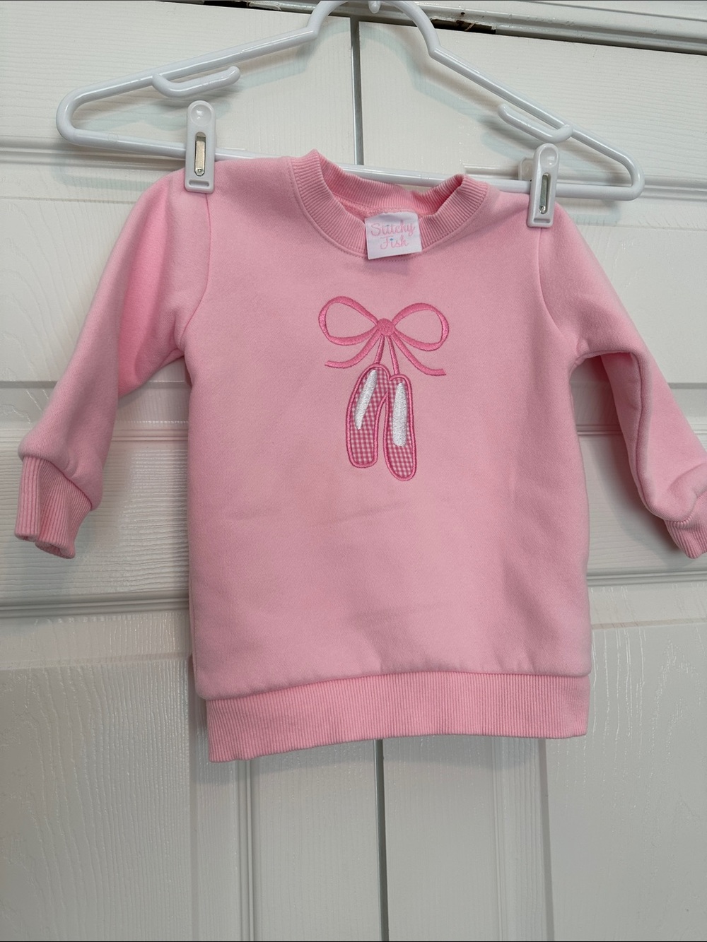 Stitchy Fish Pink Ballet Fleece Sweatshirt 24M